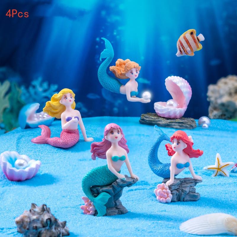 Marine Aquarium For Sale - Set di 4 Ornamenti in Plastica